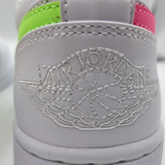 Nike Air Jordan 1 Retro Low Men Size 10 CW7033-100 Swoosh Shoes Whit Multicolor - Picture 6 of 14